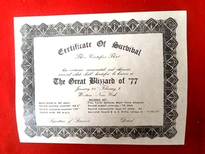 Buffalo NY Blizzard of 1977 Survivor Certificate - Bild 1 von 3