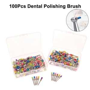 100Pcs/box Dental Multicolour Prophy Brushes Pointed Flathead Shaped Polishin BA - Picture 1 of 16