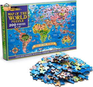 200 Teile Weltkarte Puzzle für Kinder & Erwachsene, Weltkarte Puzzle F - Bild 1 von 12