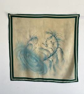 Yves saint laurent Vintage Green Silk Women’s Scarf Bird Print 33"/33" - Picture 1 of 8