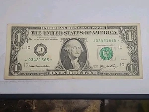 $1 Series 2009 Kansas City District J Star Note J03421565* 640K Rare - Picture 1 of 5