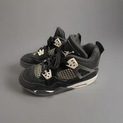 Air Jordan 4 Retro White Black Basketball Sneakers 4y - Image 1 of 4