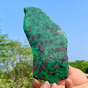 211G Natural Green Ruby Zoisite (Anylite) Druzy Slice Extra Large Gemstone - Picture 1 of 24