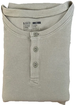 5.11 Tactical Henley Manga Larga Algodón Jaspe Térmico Arena Dune Hombre’s Talla XL Foto 1 de 4