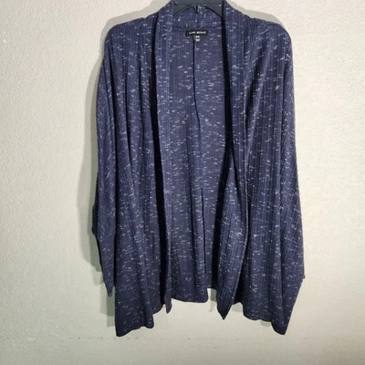 Cárdigan tejido Lane Bryant para mujer frente abierto azul blanco moteado acanalado 18/20 Foto 1 de 4