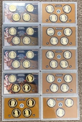 2007 - 2016 United States Mint Presidential $1.00 Coin Proof Sets + NO BOXES!! - Image 1 of 4