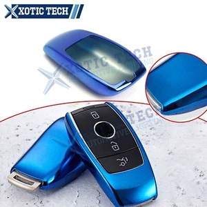 1x Blue Soft Keyless Entry Key Fob Holder Protector For Mercedes A B C E -Class - Picture 1 of 10