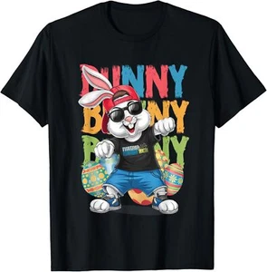 Happy Easter Dabbing Bunny tee, Cute Kids Easter Outfit T-Shirt - Picture 1 of 5