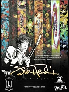 Correas de guitarra Jimi Hendrix Signature Series Levy's anuncio 2005 impresión de anuncio - Imagen 1 de 3
