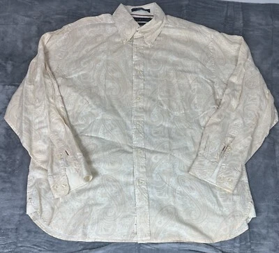 Tommy Hilfiger Lino Algodón Paisley Abotonable Hombre L Manga Larga Vacaciones Foto 1 de 4