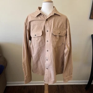 Gander Mountain Chamois Shirt Adult L Tan Button Up Long Sleeve - Picture 1 of 17