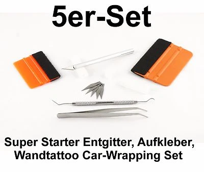MARKENLOS 5er Entgitter-Set Start-Set Entgitternadel+Pinzette+Skalpell+2 Rakel Flex Flock