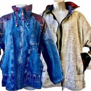 Current Seen Vintage 80er Jeansjacke WENDEJACKE Damen Medium - Bild 1 von 12