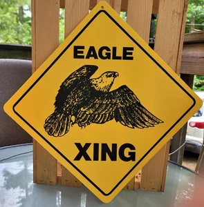 Eagle Crossing Warning Xing Symbol Yellow Road Sign 12"x12" - Picture 1 of 2