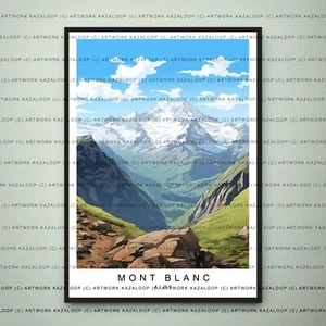 Scena Alpi Monte Bianco Poster Senza Cornice Stampa Montagna Monte Bianco Illustrazione Arte - Foto 1 di 2