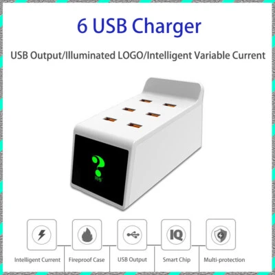 Multi-port 6USB 5V/8A Desktop Mobile Manager Charging Center Travel charging - Image 1 of 4