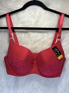Lukasi BH 40DD Hot Pink Bügel gepolstert verstellbare Träger glättend Demi Spitze - Bild 1 von 6