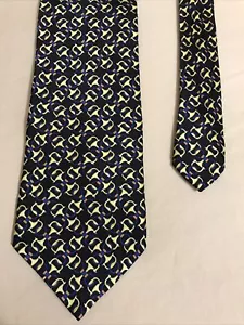 Crooks & Creed London 100% Silk Tie Mens Made In USA 59 L x 3 3/4 W Black Yellow - Picture 1 of 6