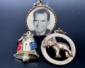 1960's NIXON LODGE NJ GOP ELEPHANT REPUBLICAN PRESIDENTIAL CAMPAIGN CHARMS - 3 - Picture 1 of 7