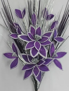 HANDGEFERTIGTE KÜNSTLICHE ANORDNUNG 95 cm, LILA SILBER SPITZE BLUMEN, GRÄSER MISCHEN, - Bild 1 von 5