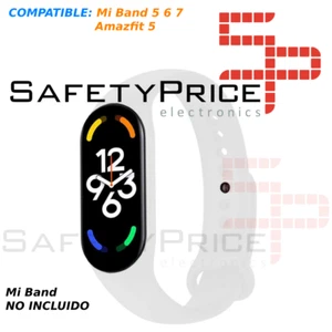 Correa Repuesto Pulsera Goma Brazalete Compatible Mi Band 7 6 5 Amazfit 5 Blanco - Picture 1 of 6