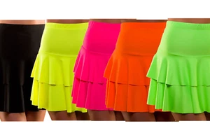 80s Retro Neon Ra Ra Skirt Fancy Dress Hen Party Punk Mod Rock Rocker Rave New - Picture 1 of 11