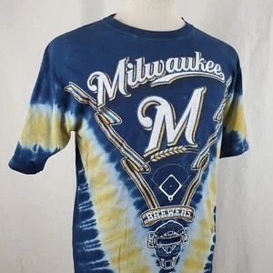 Majestic Milwaukee Brewers Tie Dye T-Shirt Mens Large Crew Neck Cotton, Baseball - Picture 1 of 9
