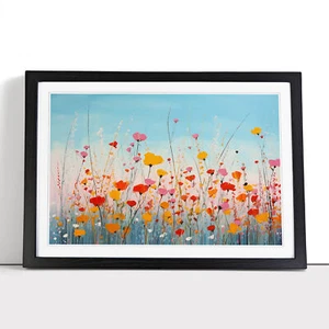 Wildflowers Minimalism Framed Canvas Wall Art Print Poster Picture, Home Decor - Picture 1 of 8