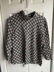 Boden Womens Lily Top Broad Bean Bud Tile Green and Pink 3/4 Sleeve Size 8R - Picture 1 of 6
