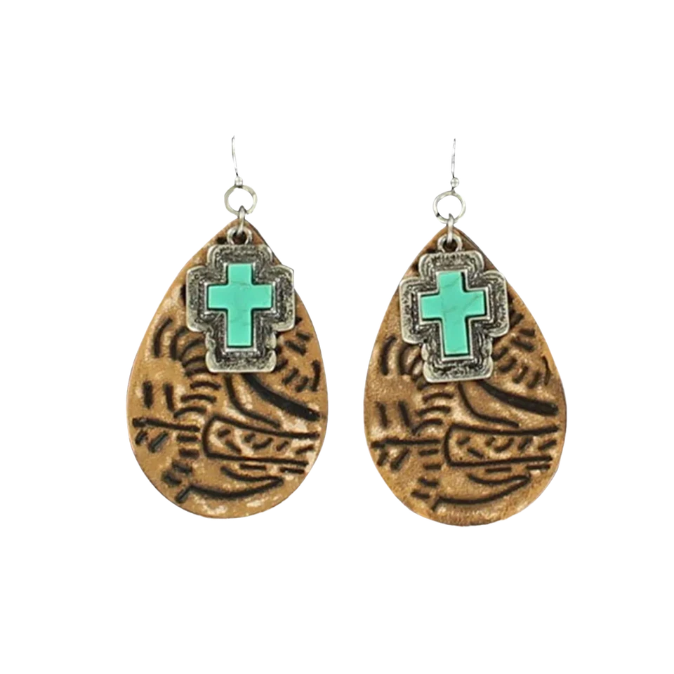 Blazin Roxx® Ladies Genuine Turquoise Cross Earrings 30967 - Image 1 of 1