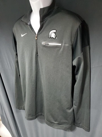 Mens Large Michigan State University Spartans MSU Nike Dri-fit 1/4 Zip Pullover Cover