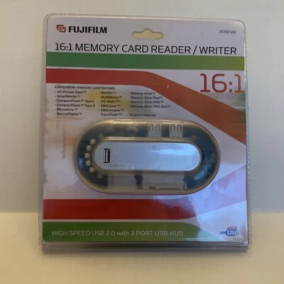 New Fujifilm DCR2-161 USB 16:1 Memory Card Reader/Writer ISB 2.0 W/ 3 Port Hub - Image 1 of 4