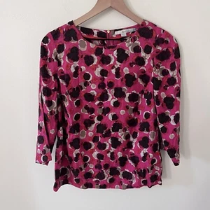 Boden Eliza Women's Pink Abstract Silk Blend Top Blouse 3/4 Sleeve Size - US 6 - Picture 1 of 4
