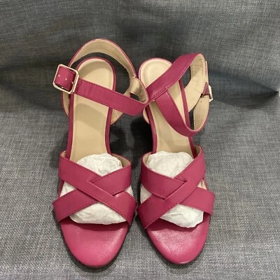 Sandalias de cuña con estampado floral rosa/rosa EE. UU. 7 Avon punta abierta Foto 1 de 4