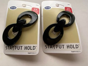 ( LOT OF 2 ) Goody Stay Put Hold Hair hints ( 1 piece each ) Black 10004 hair  - Picture 1 of 12