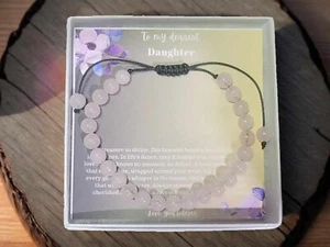 To My Daughter Love You Forever Rosenquarz Armband, Edelstein Perlen Armband - Bild 1 von 6