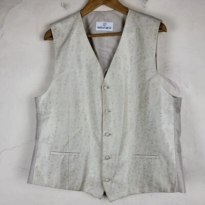 Wilvorst Hombres UK46 Chaleco Vintage Blanco Dorado Traje Formal Chaqueta  Foto 1 de 4