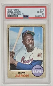 1968 Topps Milton Bradley HANK AARON #110 PSA 6.5 Ex-Mint+ Atlanta Braves - Picture 1 of 2