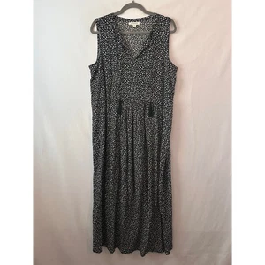 Maxi Vestido Playa Almuerzo Salón Floral Negro Fluido Informal Sol Vestido Tanque Boho L - Imagen 1 de 5