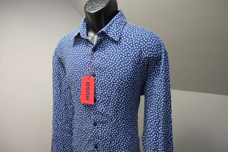 Hugo Boss Casual Slim Fit Dress Shirt 100% Viscose Button Up Mens 2XL XXL NWT - Image 1 of 4