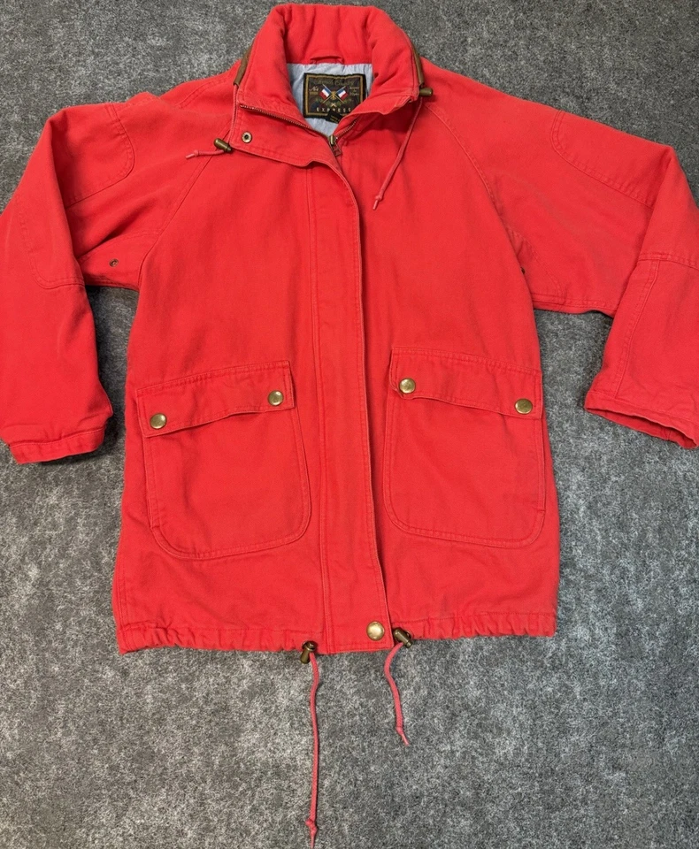 Chaqueta de Trabajo Vintage French Country Express XS 90 Tareas Granero Abrigo Rojo Foto 1 de 4