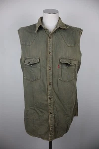 Levi's Sleeveless Denim Cotton Shirt For Men Size XL Vintage Logo - Picture 1 of 9