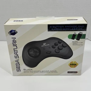Sega Saturn Retro-bit Black Wireless Bluetooth Controller - New Unopened - Picture 1 of 5