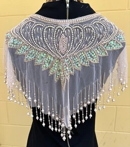 Vintage Contessa Beaded Women's Blush Colored Shoulder Shawl Iridescent Sequins - Picture 1 of 8