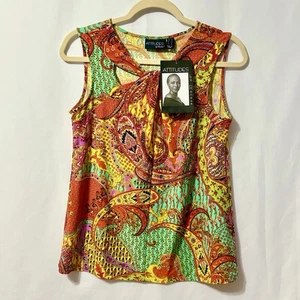 NEW Attitudes by Renee Colorful Paisley Size XXS Sleeveless Blouse Top ~ Perfect - Picture 1 of 8