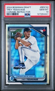 2024 Bowman Chrome Draft Trey Yesavage Refractor PSA 10 GEM MT BDC92 1st Bowman - Bild 1 von 2