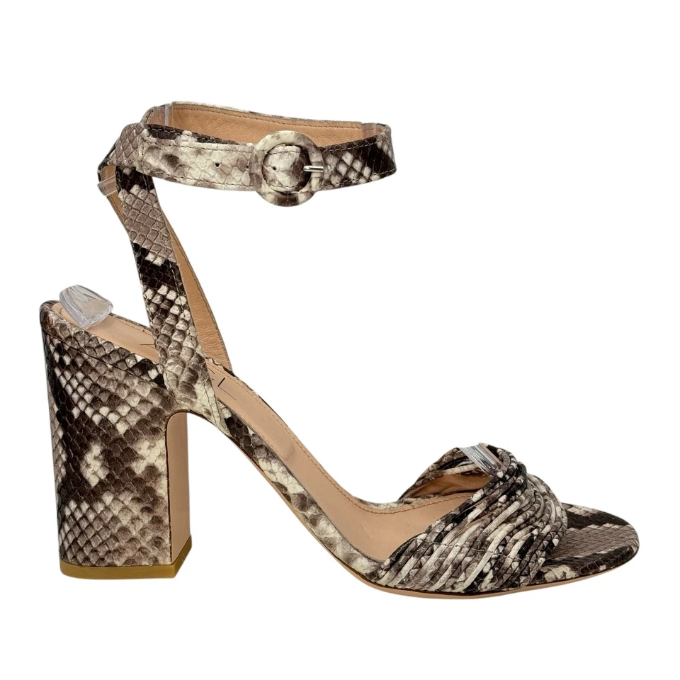 AGL Attilio Giusti Leombruni Snakeskin Print Ankle Strap Sandal 42 Brown Womens - Image 1 of 4
