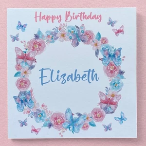 Personalised Butterfly Birthday Card Female Mum Sister Friend Nan 60th 70th 75th - Picture 1 of 4