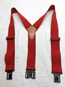 Perry Suspenders Men's Elastic 1.5 Inch Wide Hook End Suspenders Red - Picture 1 of 9