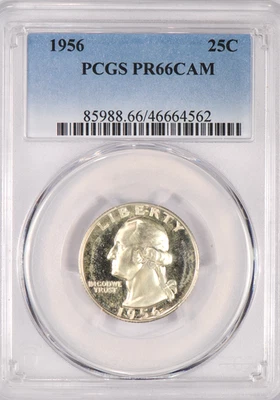 1956 Washington Quarter Proof PCGS PR66CAM PF 66 CAMEO Frosty Coin 25C - Image 1 of 2